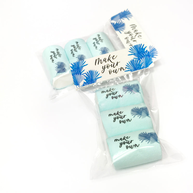 Marshmallow personalizzabili con testi, fotografie, illustrazioni