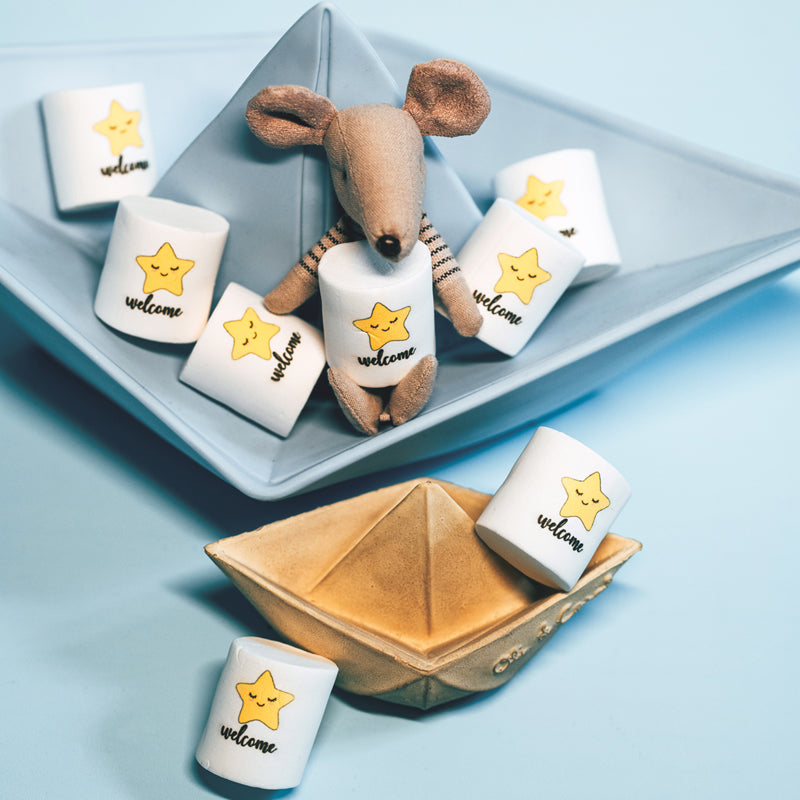 Marshmallow marshmellow personalizzati a tema battesimo nascita - Idee regalo eventi